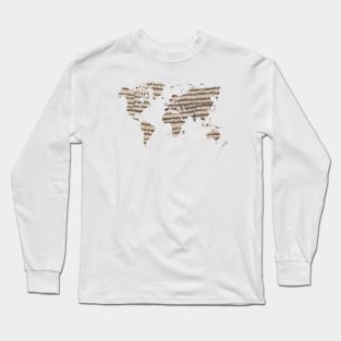 world map music #worldmap #music Long Sleeve T-Shirt